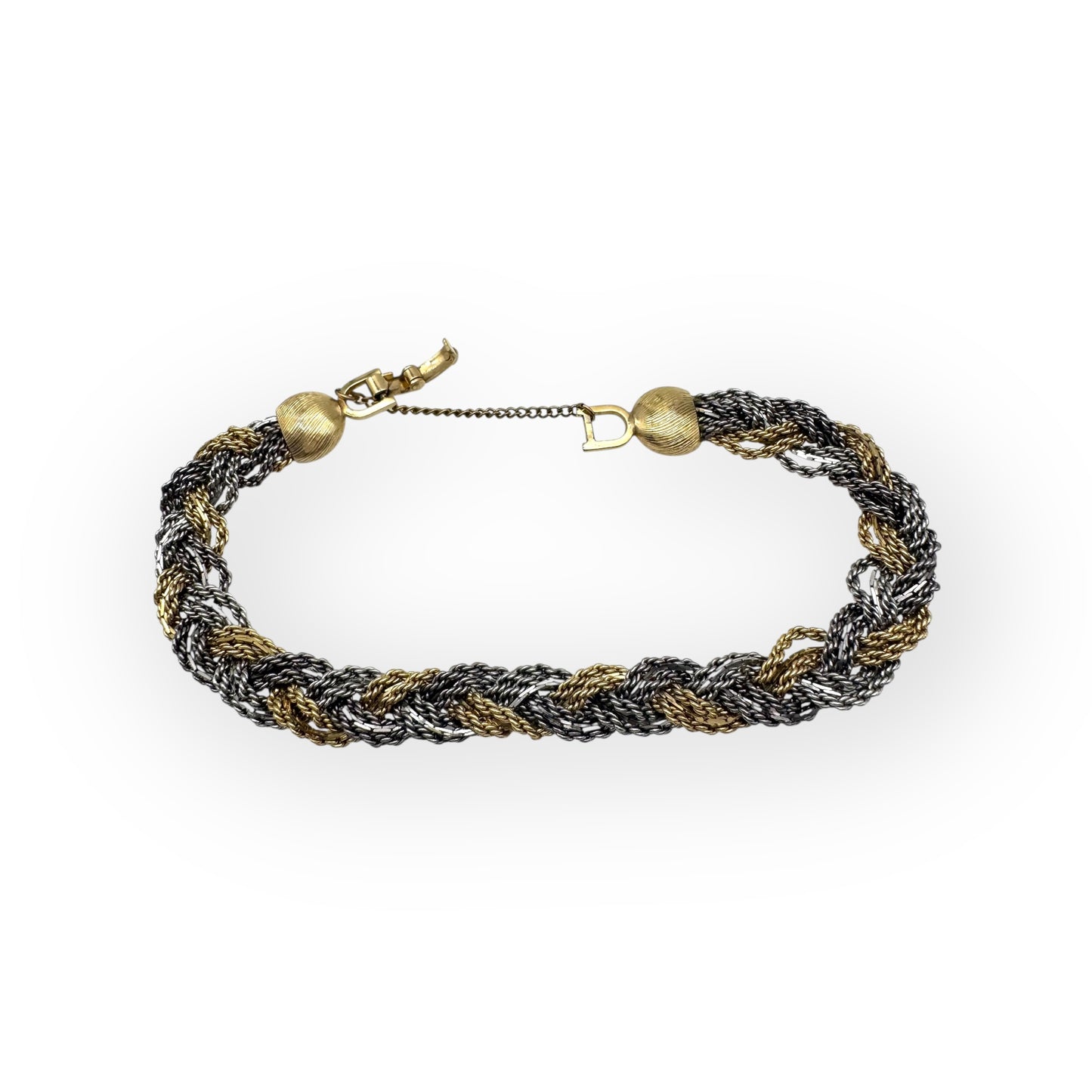 Christian Dior Plaited Silver and Gold Rope Bracelet
