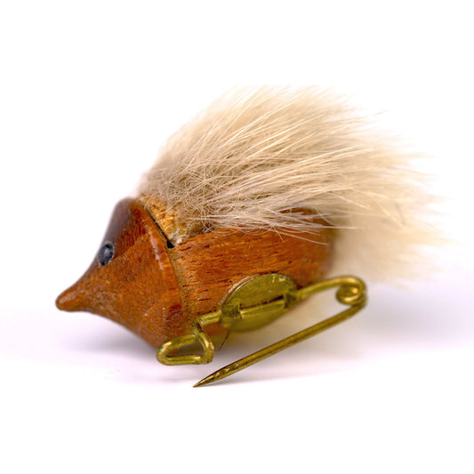 Scandinavian 1960's Wooden Hedgehog Brooch