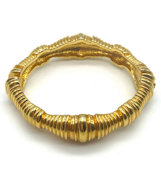 Bamboo Hinged Gold Tone Small Bangle