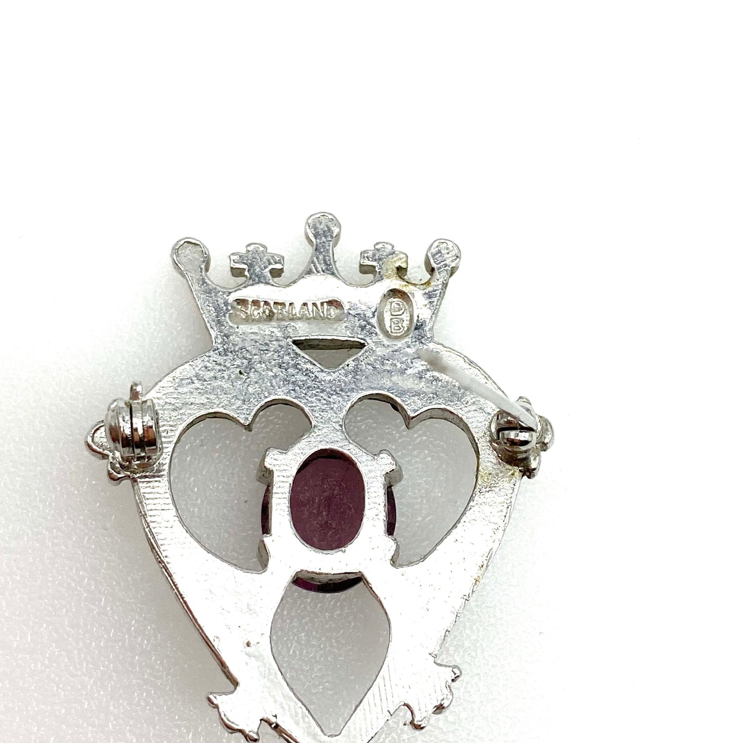Dawson Bowman Scotland Luckenbooth Crowned Heart Brooch with Amethyst Glass