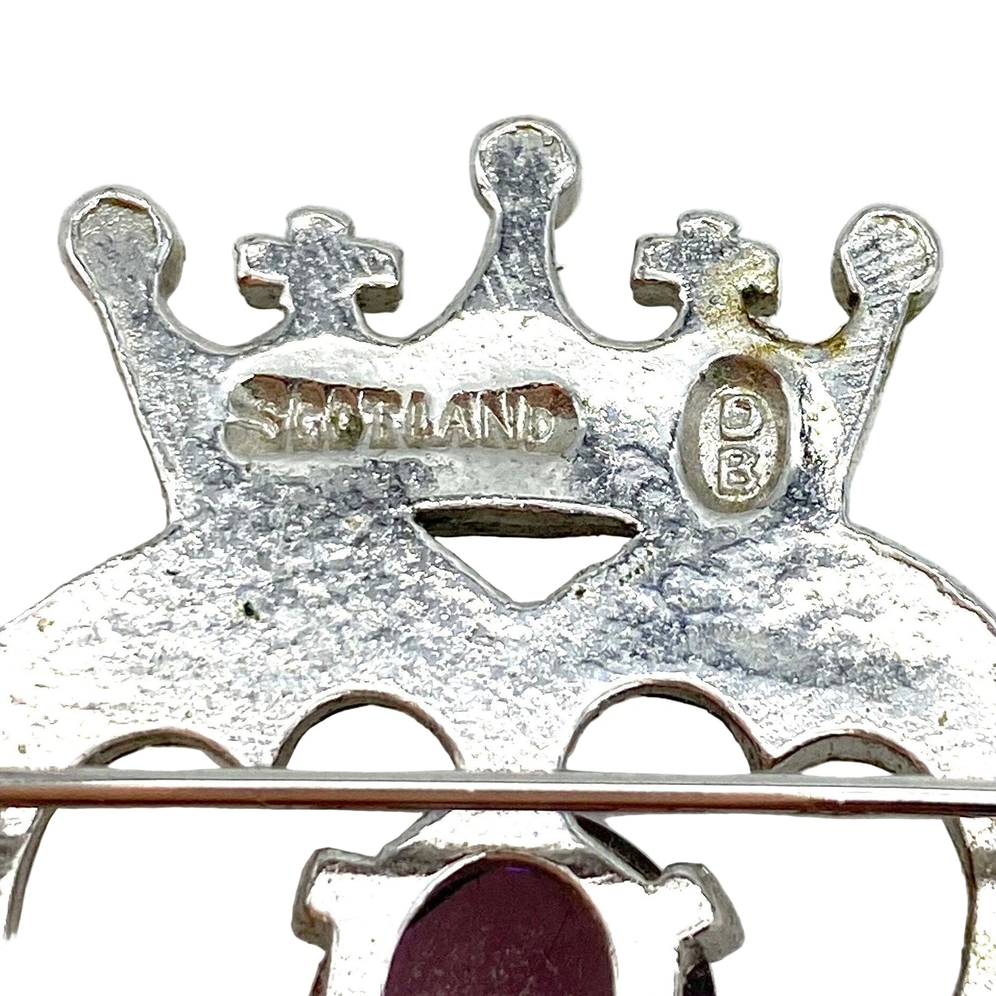 Dawson Bowman Scotland Luckenbooth Crowned Heart Brooch with Amethyst Glass