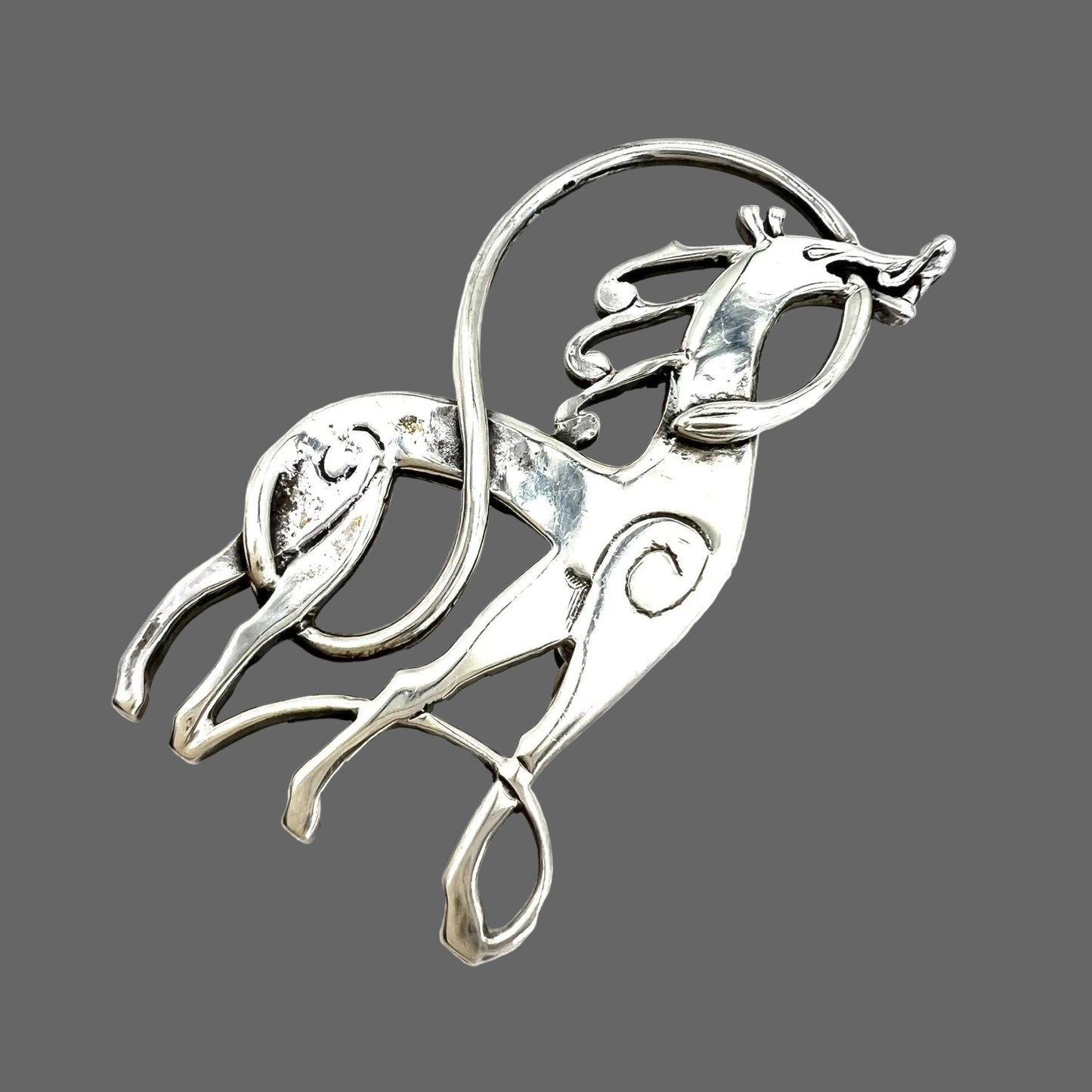 John M Hart 1990 Silver Hallmarked Epona (Roman Goddess of Horses) Brooch