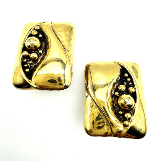 Sidney Carron Paris Organic / Sculptural Gold Plated Clip On Earrings (not the backs)