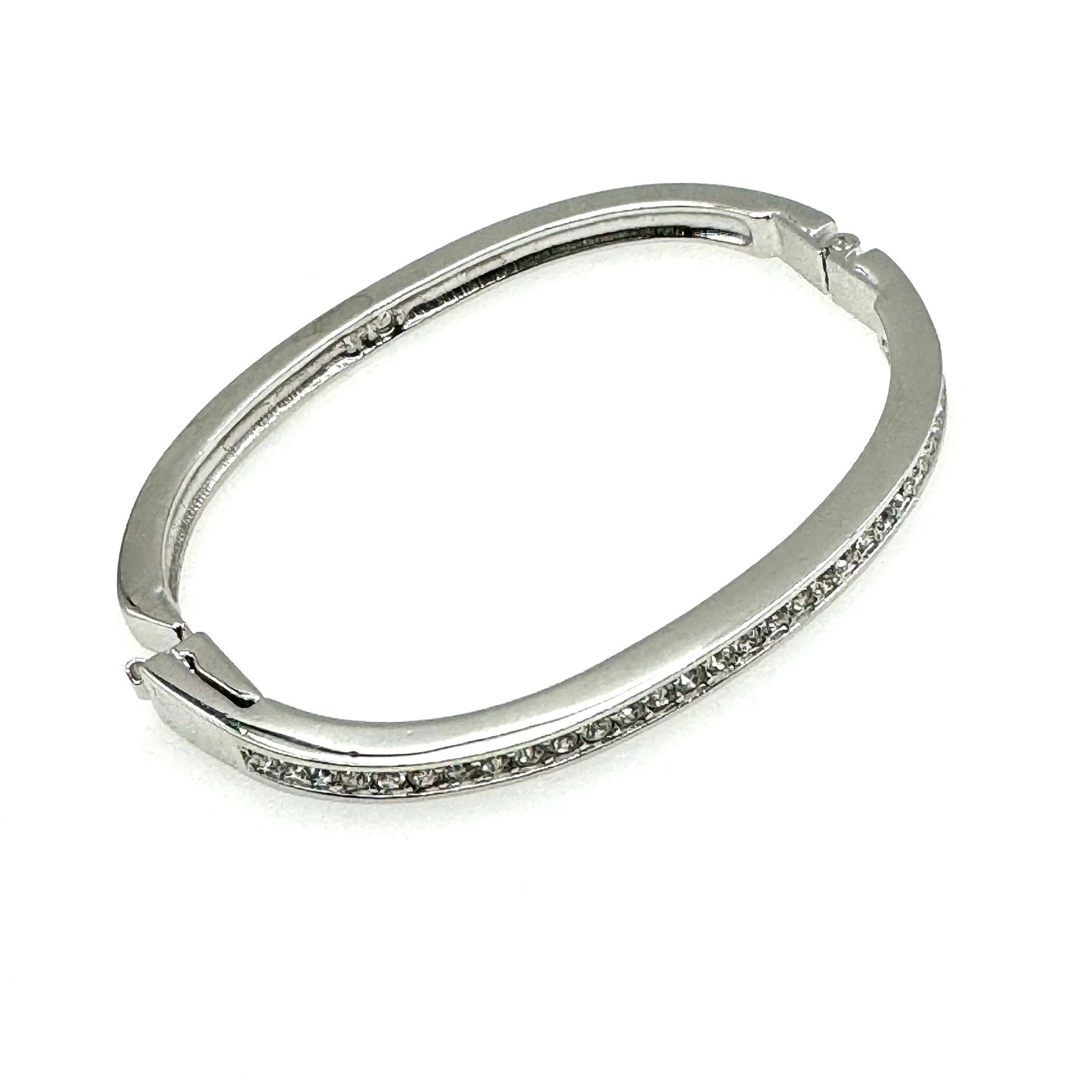 Swarovski (Swan Hallmark) Rhodium Plated Crystal Hinged Bangle