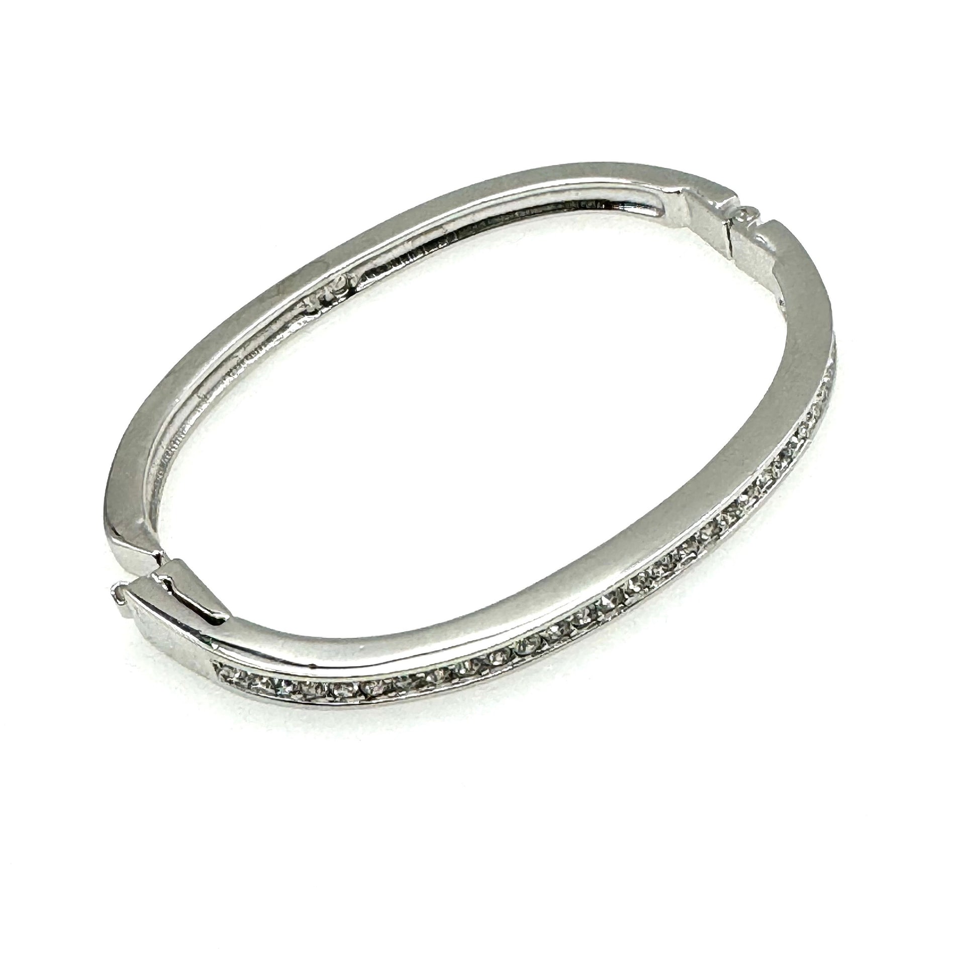 Swarovski (Swan Hallmark) Rhodium Plated Crystal Hinged Bangle