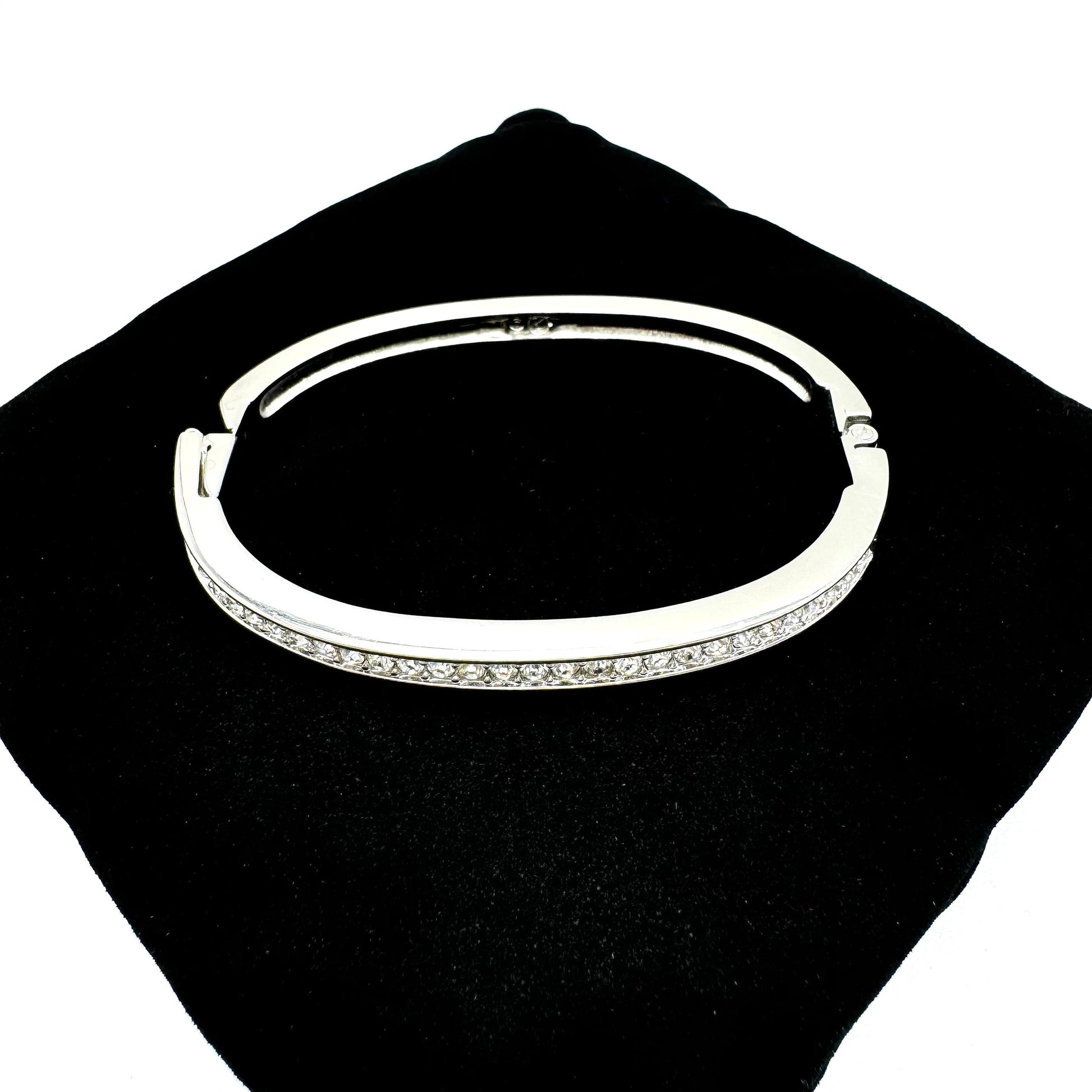 Swarovski (Swan Hallmark) Rhodium Plated Crystal Hinged Bangle