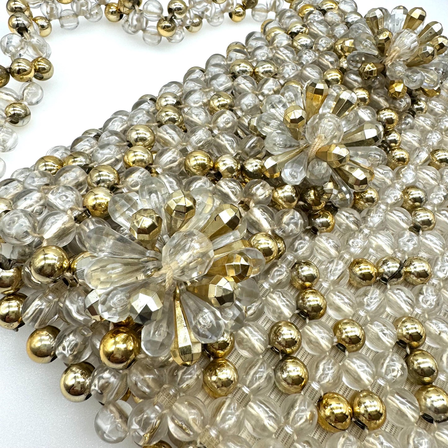 Made In Italy for DH Evans Oxford Street Lucite Beaded Single Flap Beaded Clutch with Integral Beaded Strap