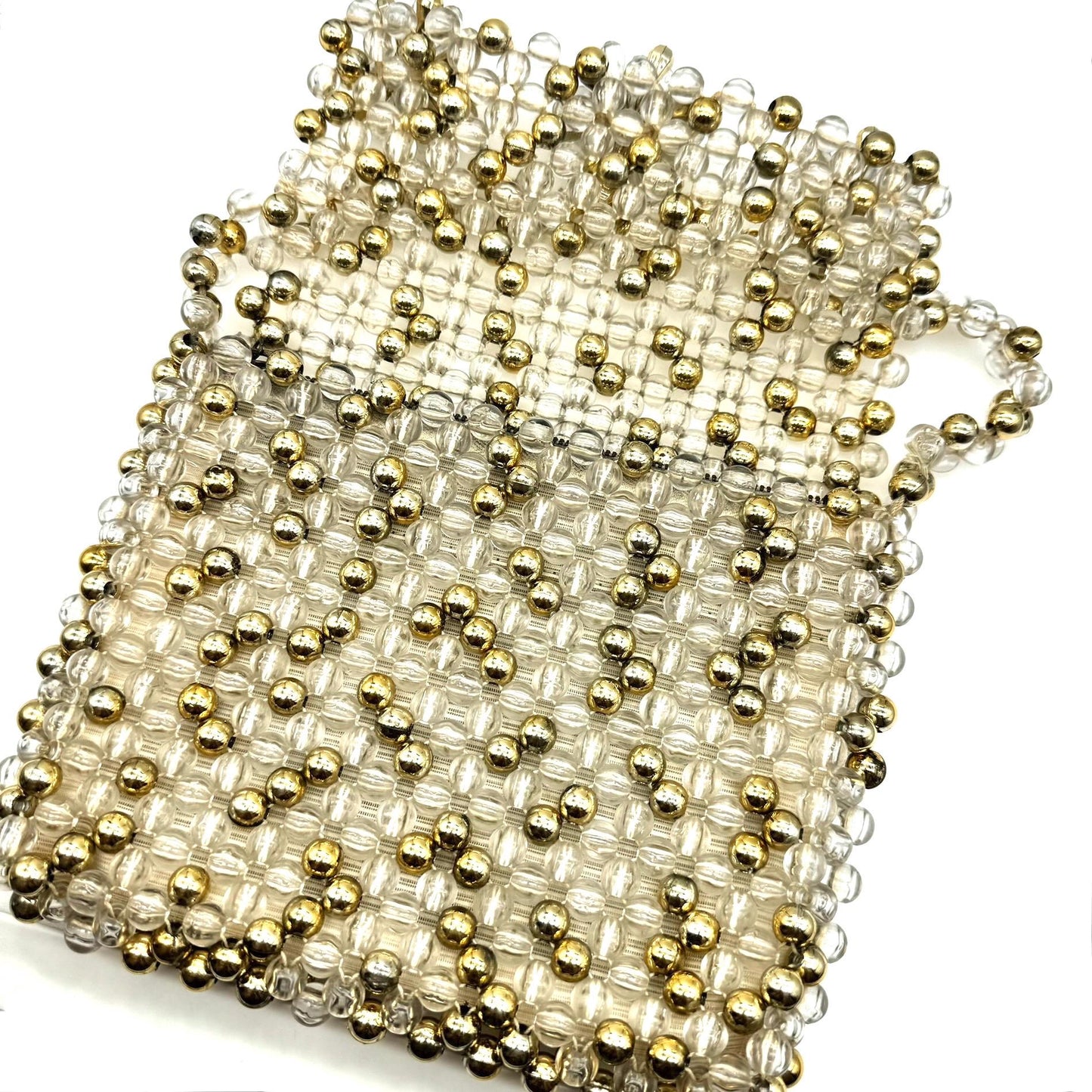 Made In Italy for DH Evans Oxford Street Lucite Beaded Single Flap Beaded Clutch with Integral Beaded Strap