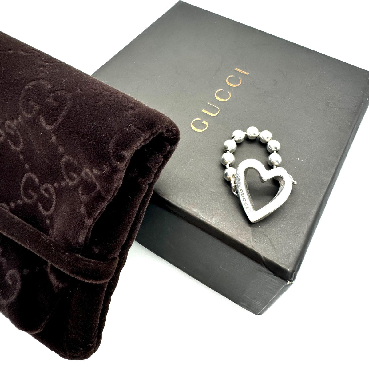 Gucci 925 Boule Heart Ring Size UK P / US 7.5 In Original Gucci