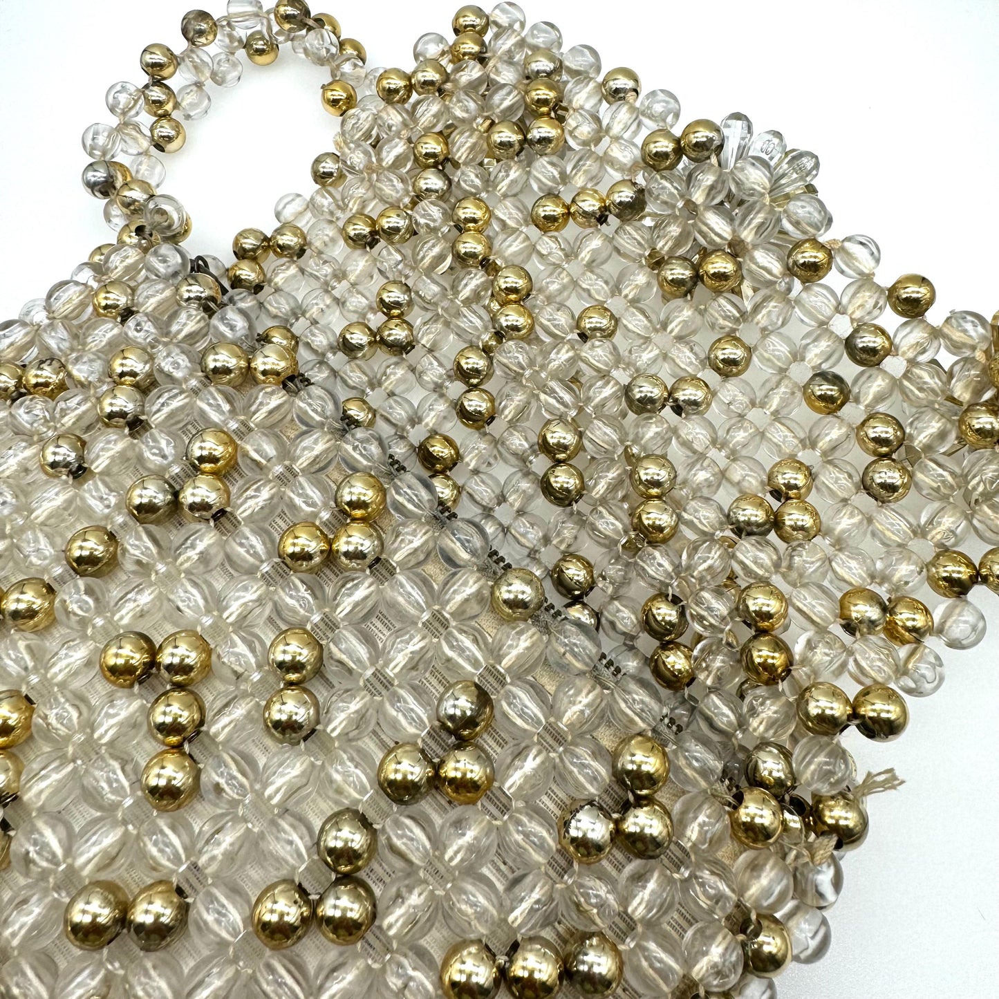 Made In Italy for DH Evans Oxford Street Lucite Beaded Single Flap Beaded Clutch with Integral Beaded Strap