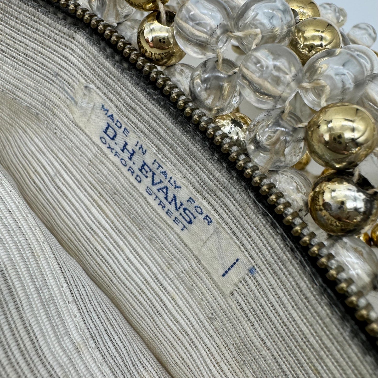 Made In Italy for DH Evans Oxford Street Lucite Beaded Single Flap Beaded Clutch with Integral Beaded Strap