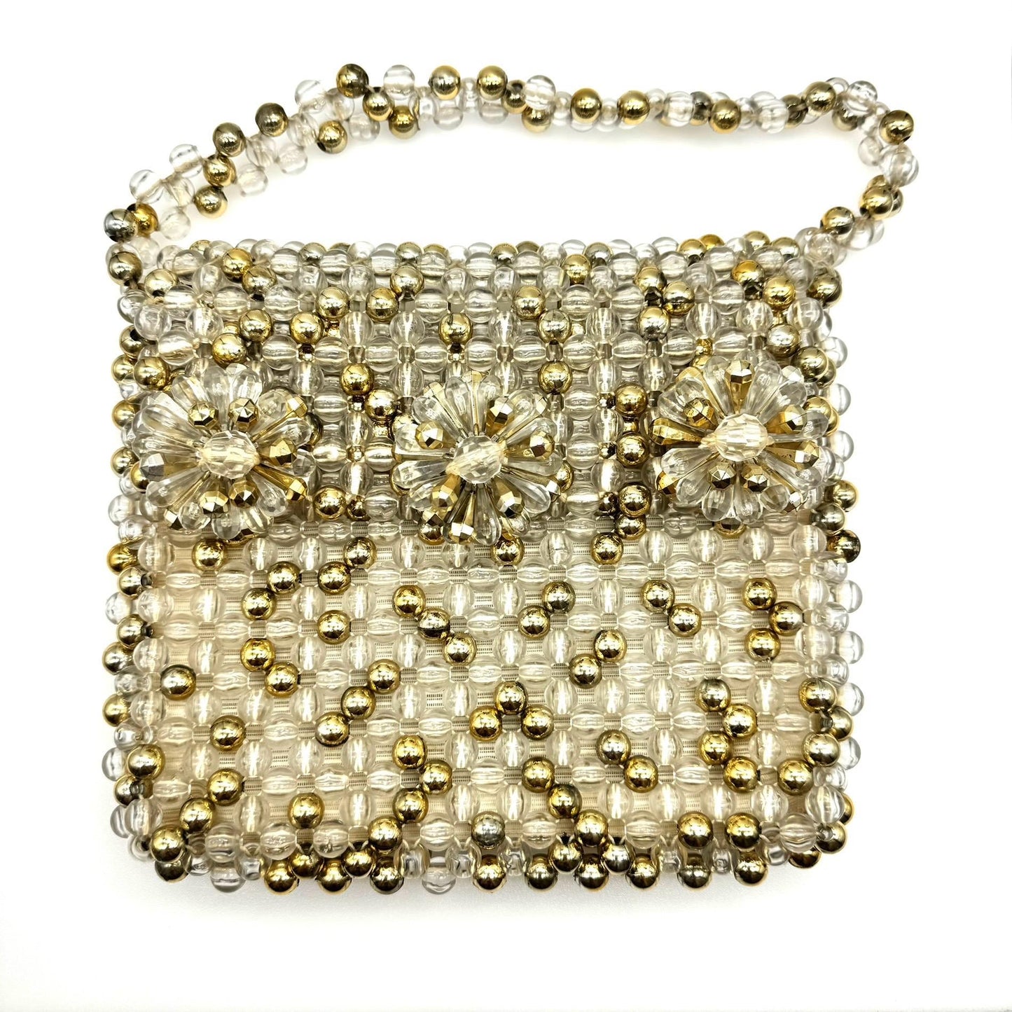 Made In Italy for DH Evans Oxford Street Lucite Beaded Single Flap Beaded Clutch with Integral Beaded Strap