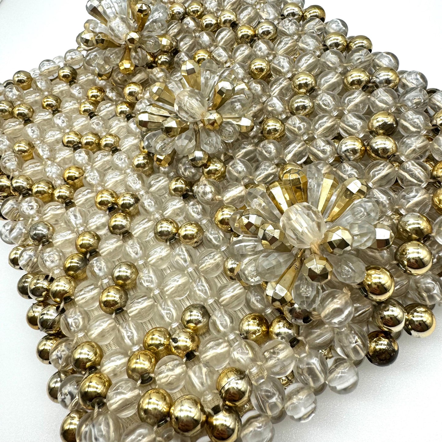 Made In Italy for DH Evans Oxford Street Lucite Beaded Single Flap Beaded Clutch with Integral Beaded Strap