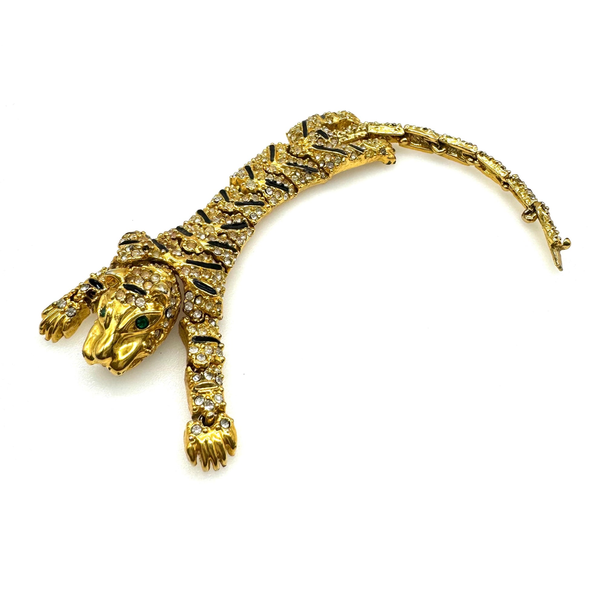 tiger lily bracelet Enamel and Rhinestone Articulated Tiger Bracelet