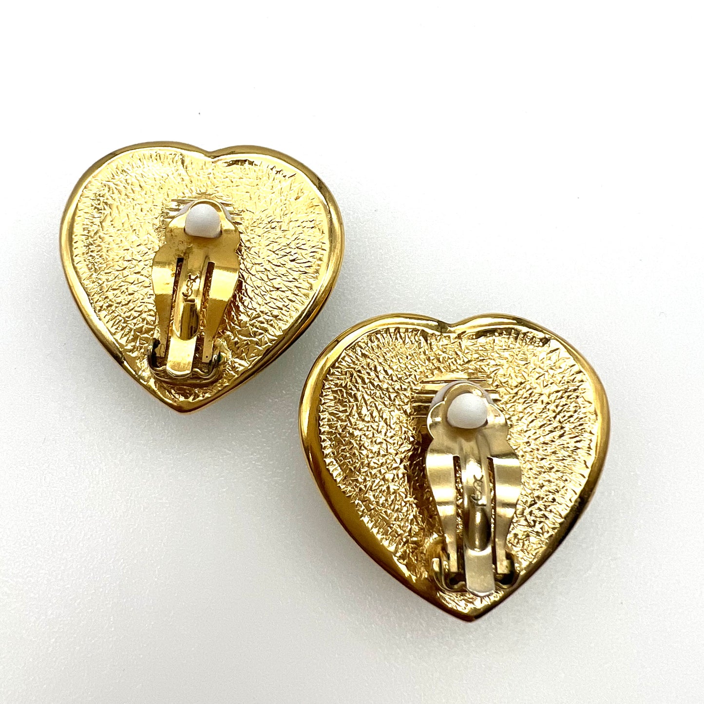Yves Saint Laurent By Robert Goossens Large Heart-Shaped Chartreuse Faceted Resin Clip On Earrings In Original Box