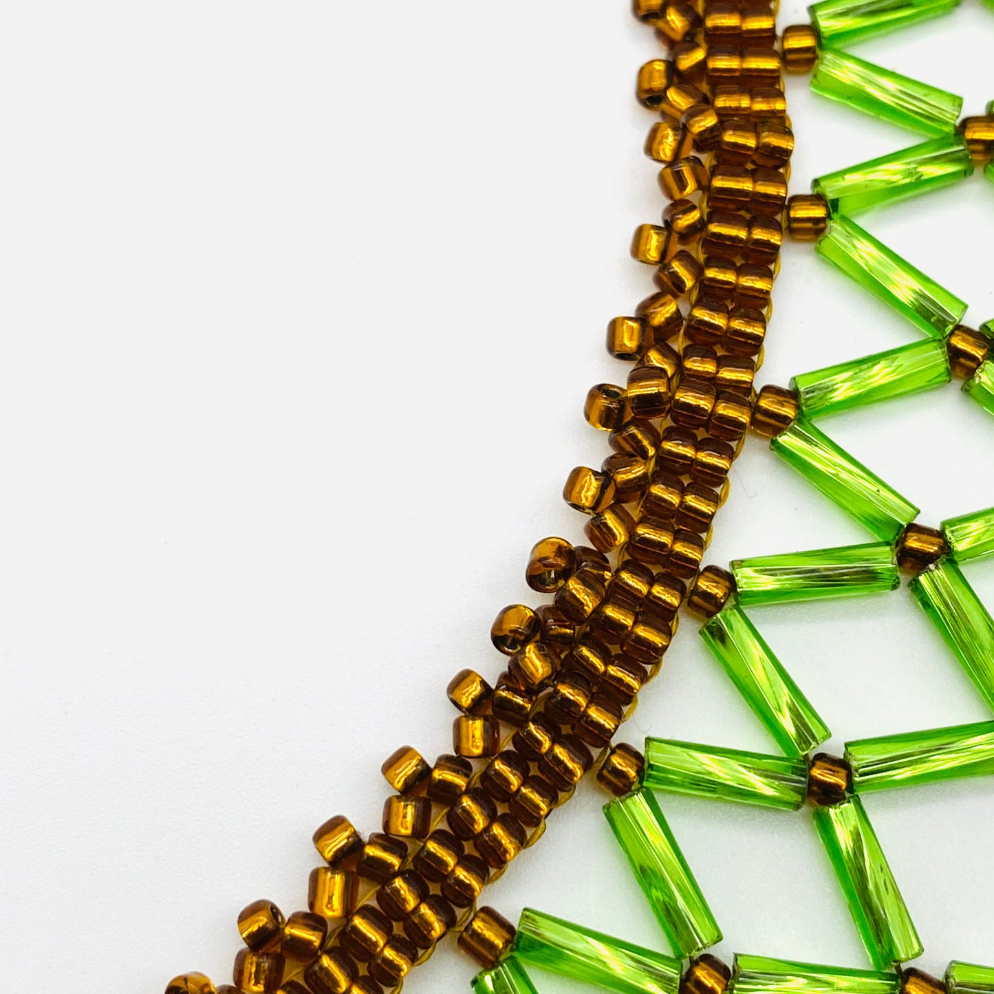 Glass Bead Webbed Choker in Sparkling Lime and Bronze Tones