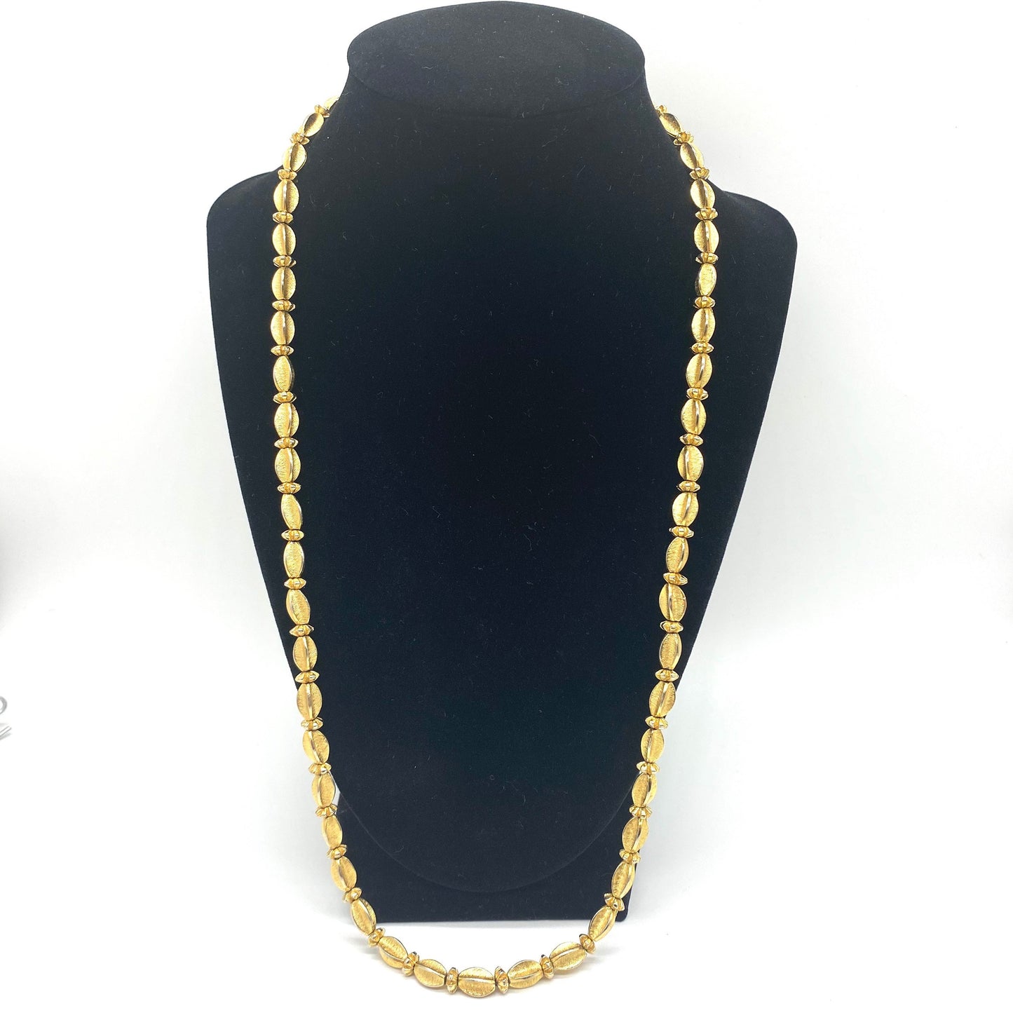 Trifari Champagne Gold Tone Barrel Necklace with Extender