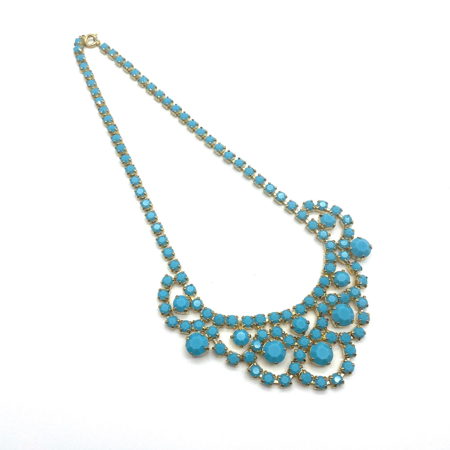 Turquoise Faceted Glass Claw Set Bib Necklace