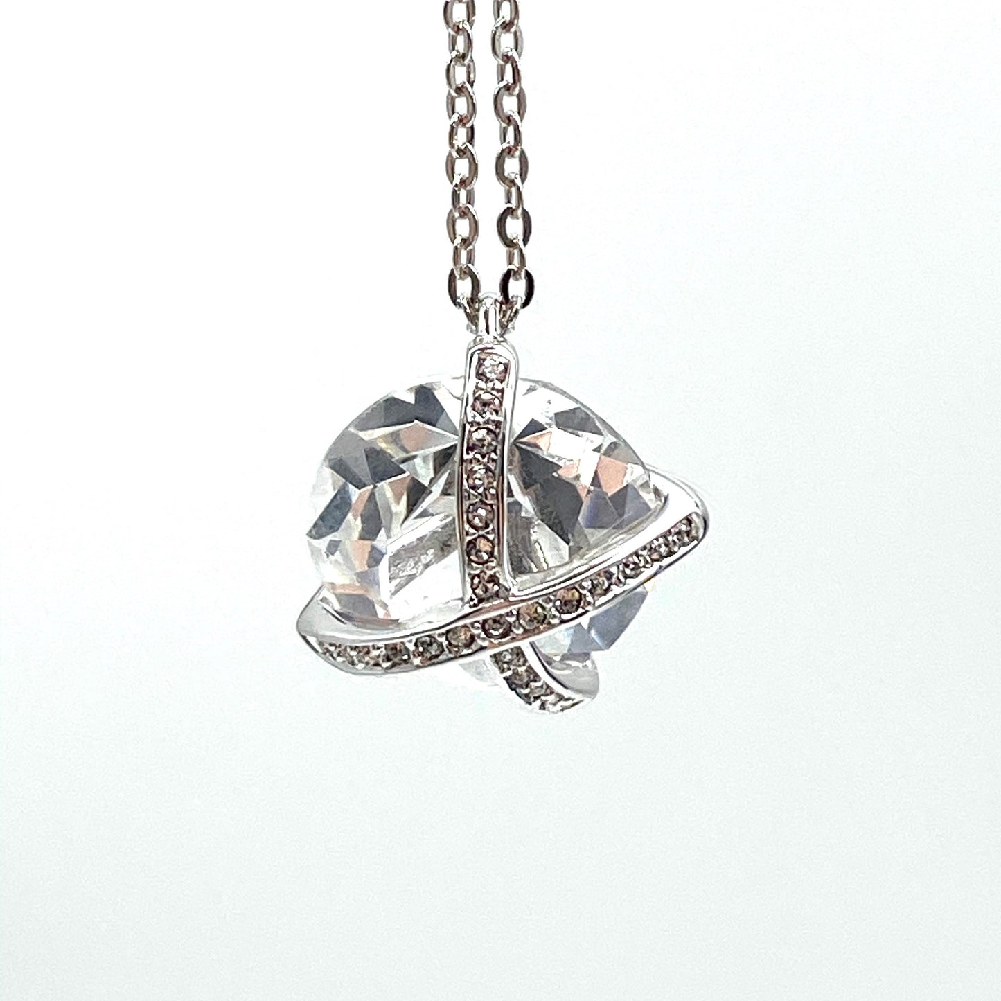 Signed Swarovski Caged Solitaire Crystal Pendant in Original Box and Packaging