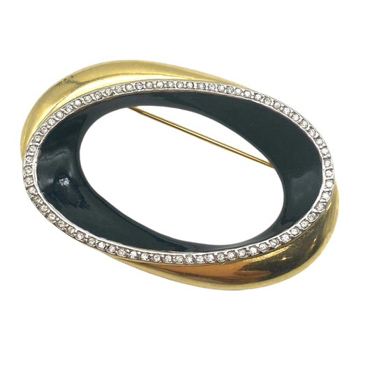 Hayes Enamel and Crystal Brooch