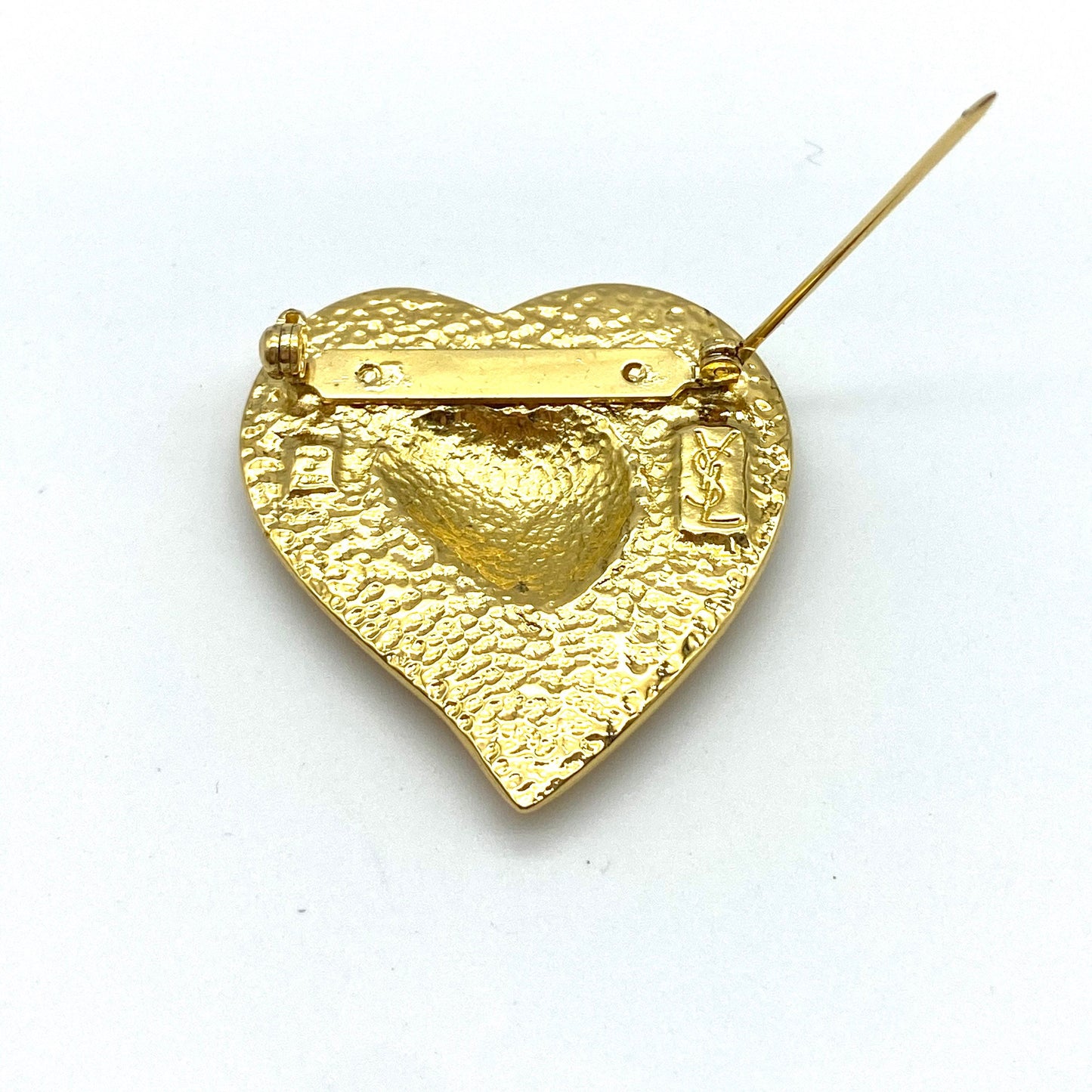 Yves Saint Laurent Gold Plated Abstract Heart Brooch