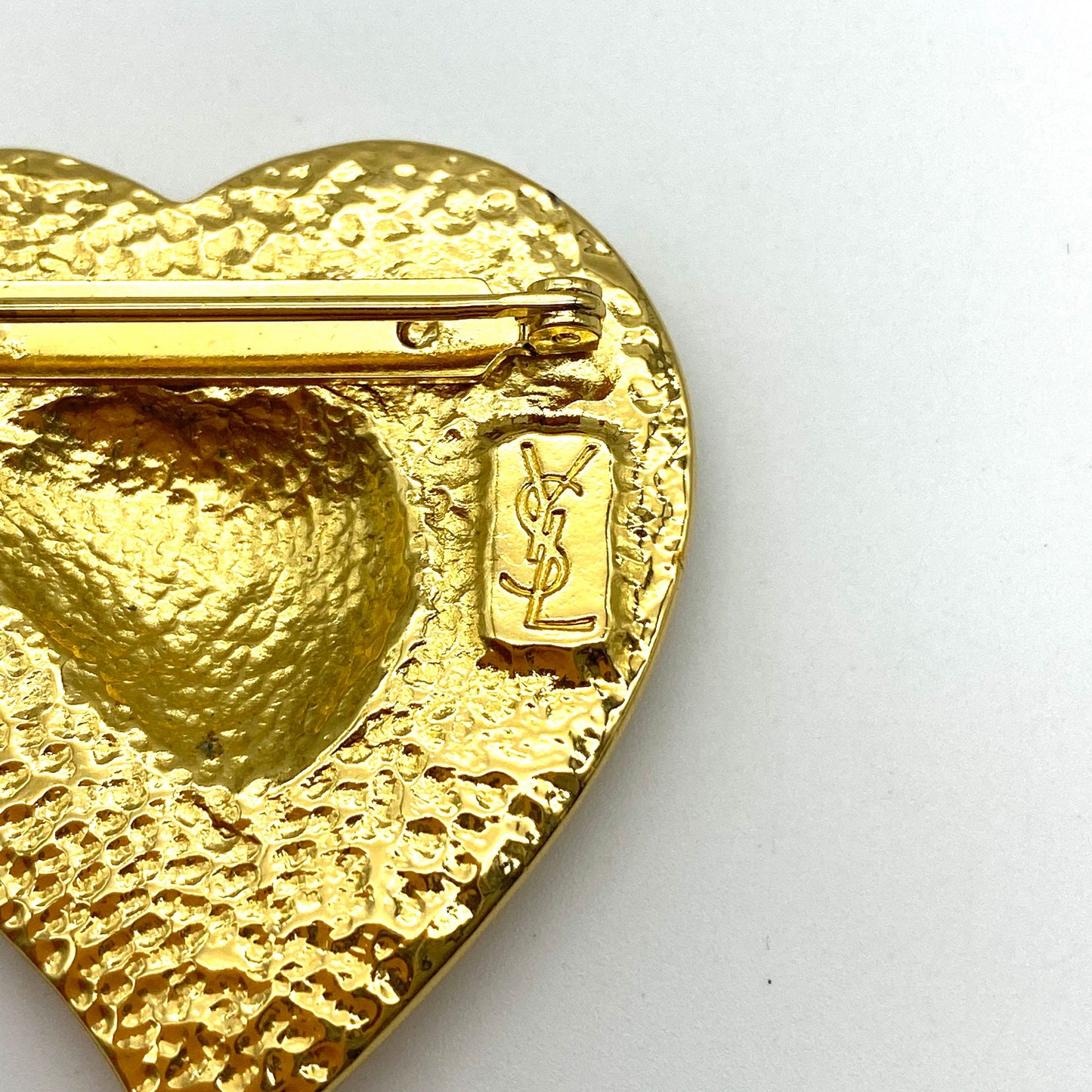 Yves Saint Laurent Gold Plated Abstract Heart Brooch