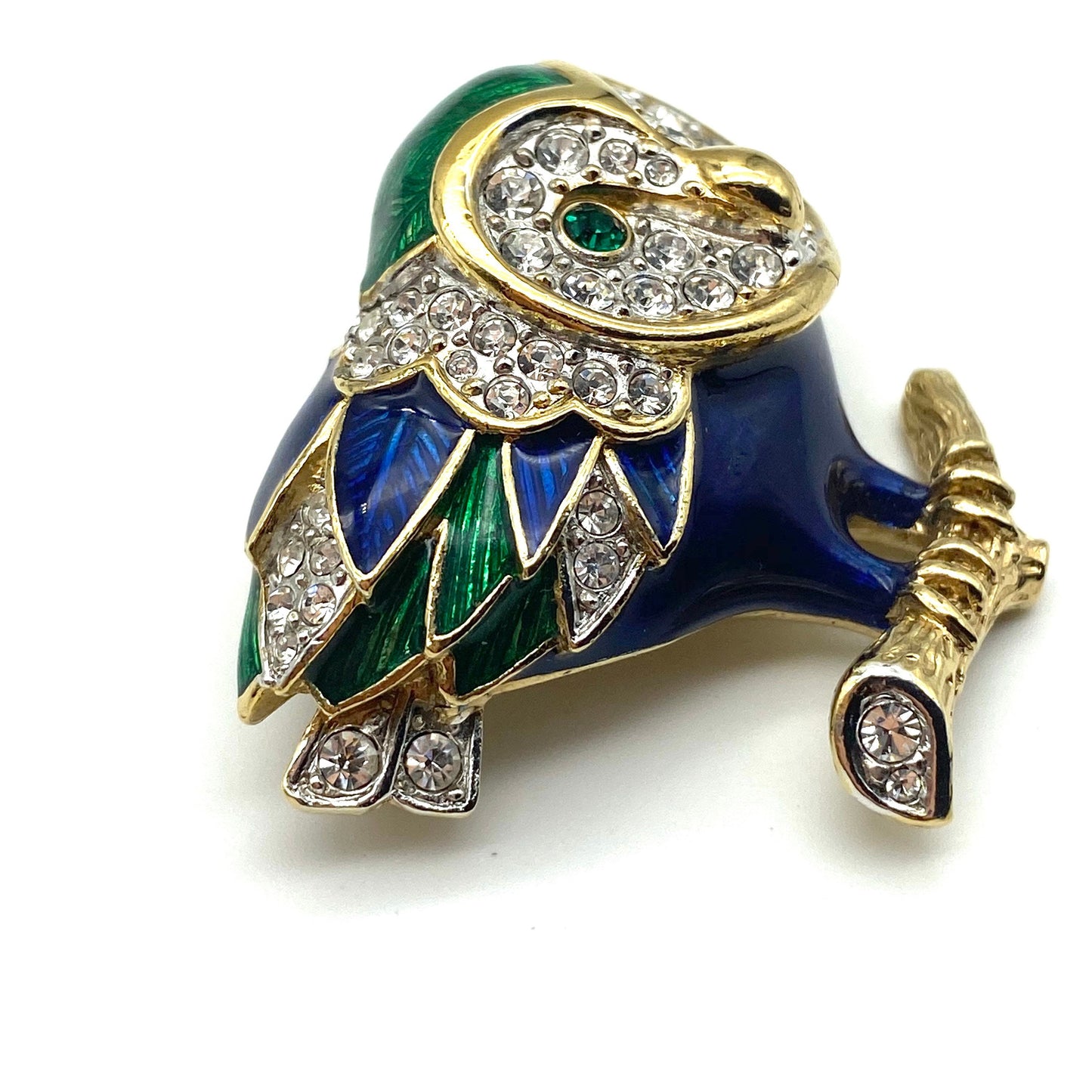 Attwood and Sawyer 22ct Gold Plated Enamel Owl Brooch on Branch