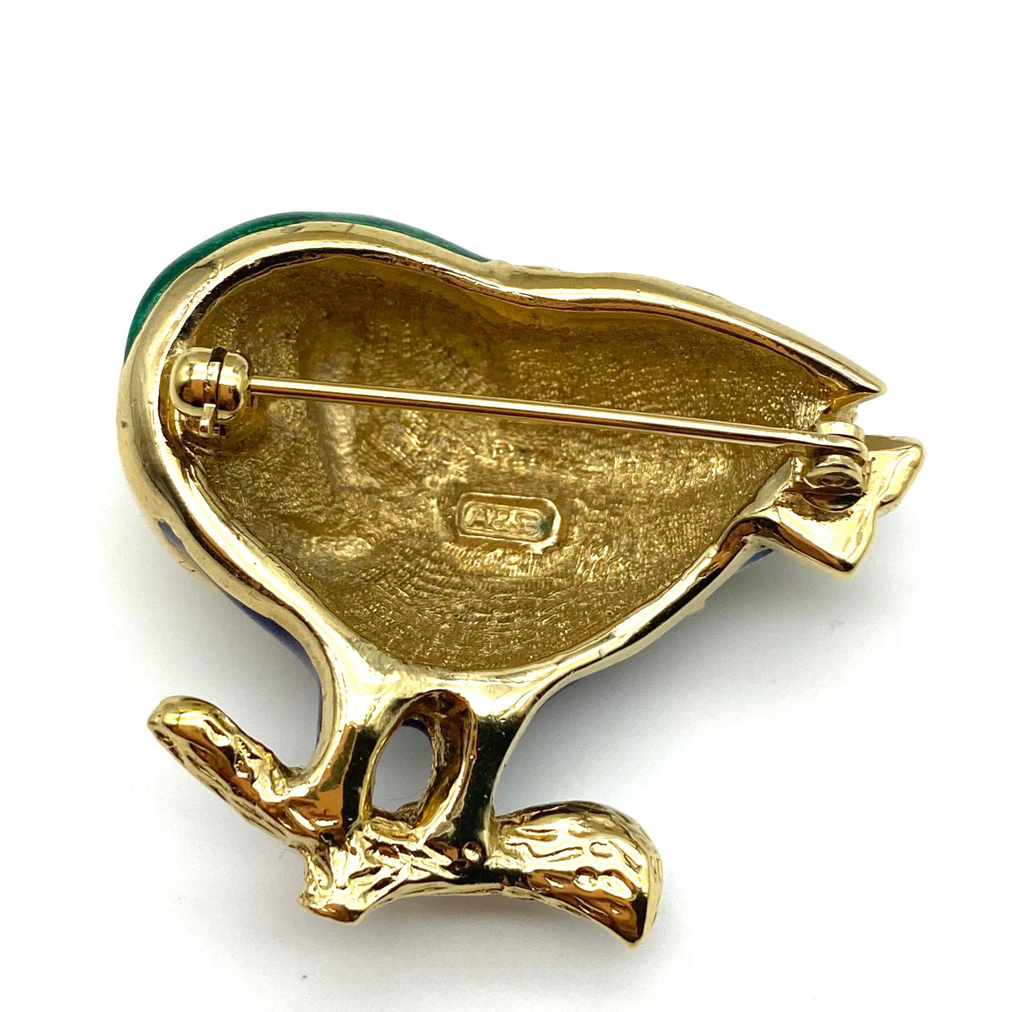 Attwood and Sawyer 22ct Gold Plated Enamel Owl Brooch on Branch