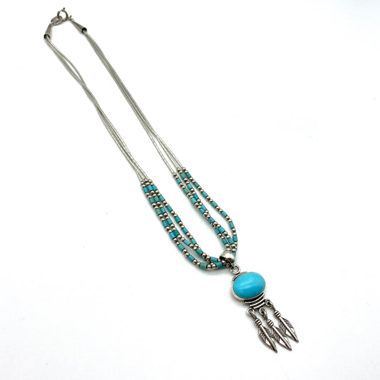 Carolyn Pollack Turquoise and Liquid Silver Relios South Western Choker