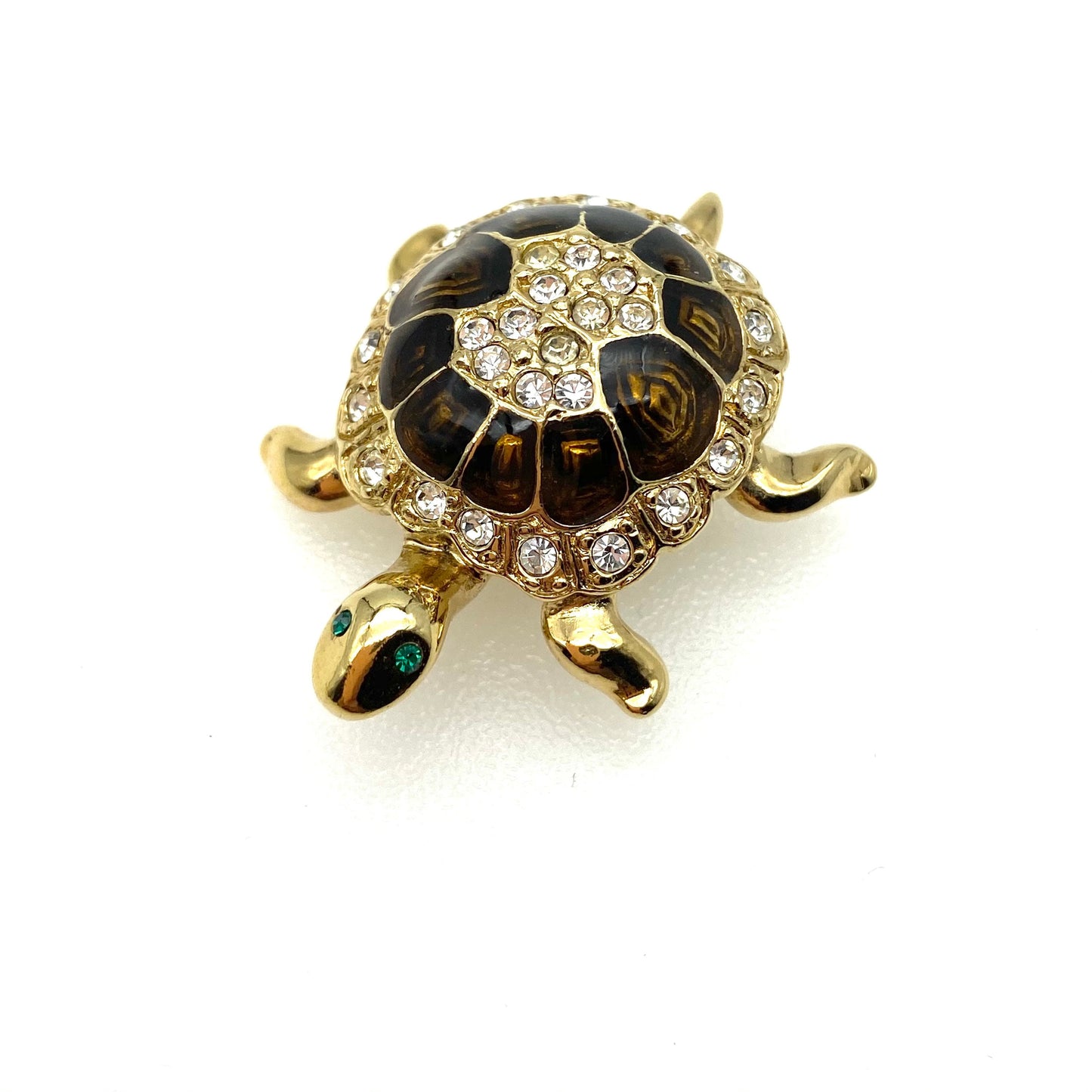 Attwood and Sawyer 22ct Gold Plated Enamel and Swarovski Crystal Turtle Tortoise (Rare Colourway)