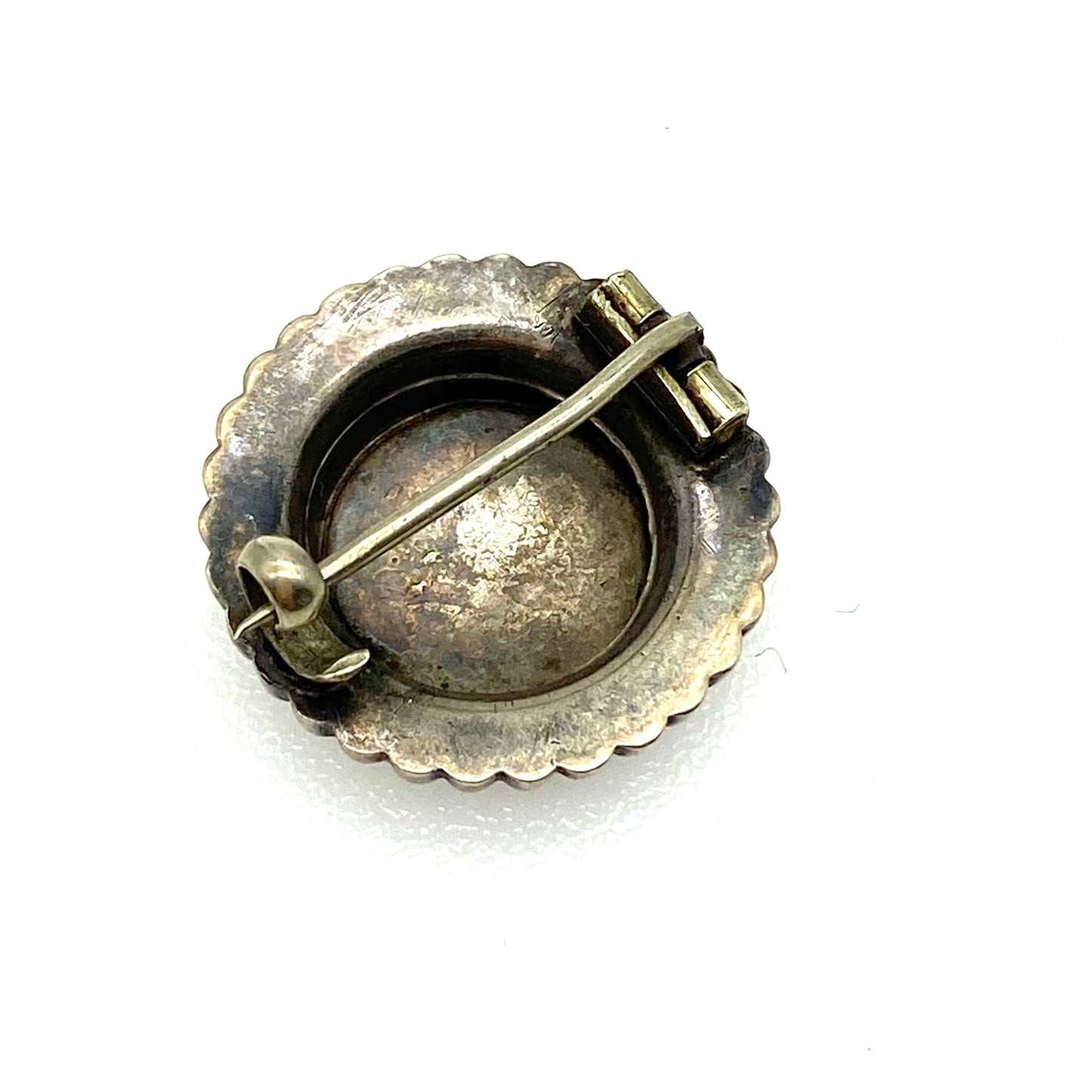 Antique Victorian Tested Silver Round Brooch