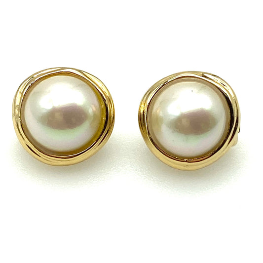 Christian Dior Glass Mabe Pearl Clip On Earrings