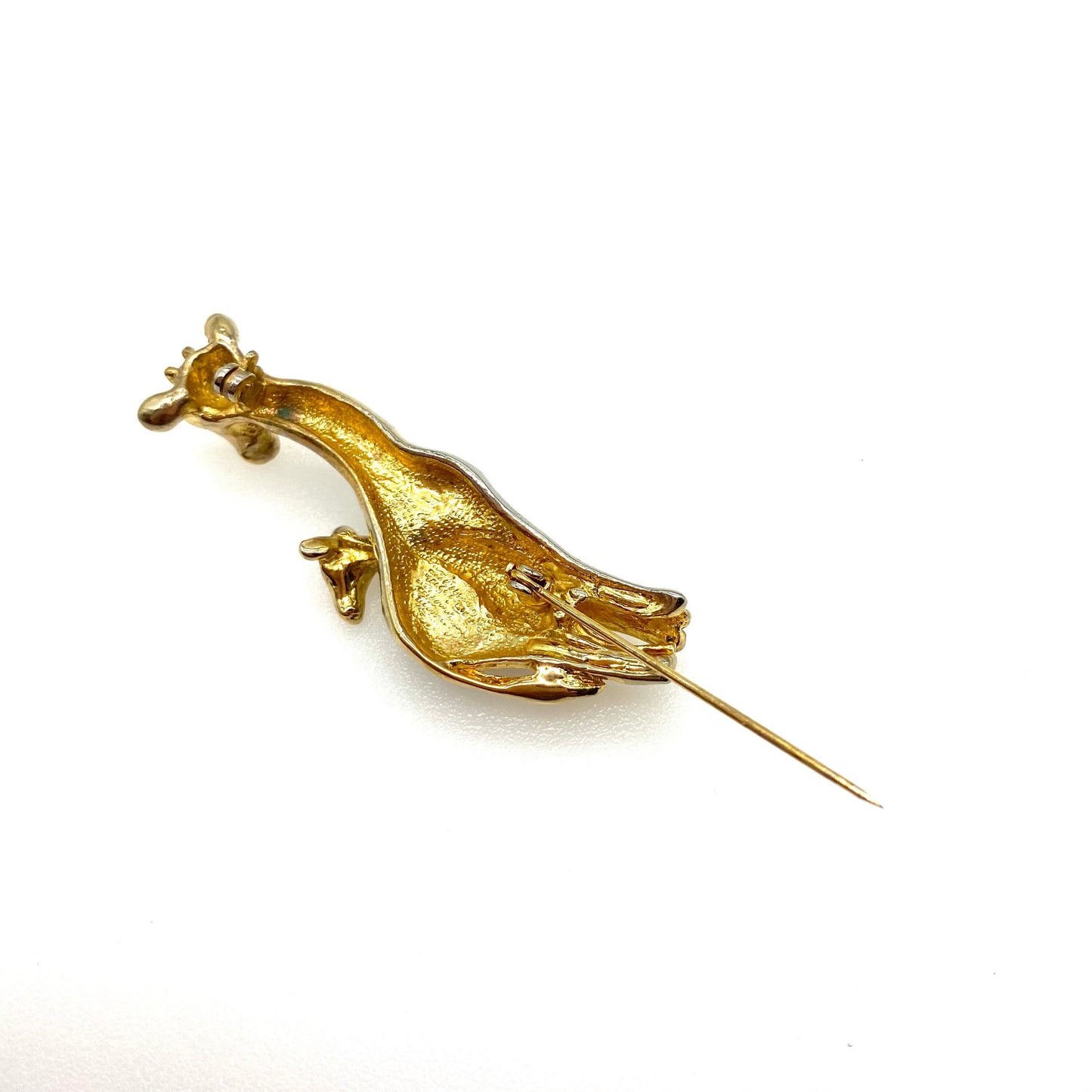 UNSIGNED Attwood and Sawyer 22ct Gold Plated Giraffe Mother and Calf Brooch Black Enamel Colourway
