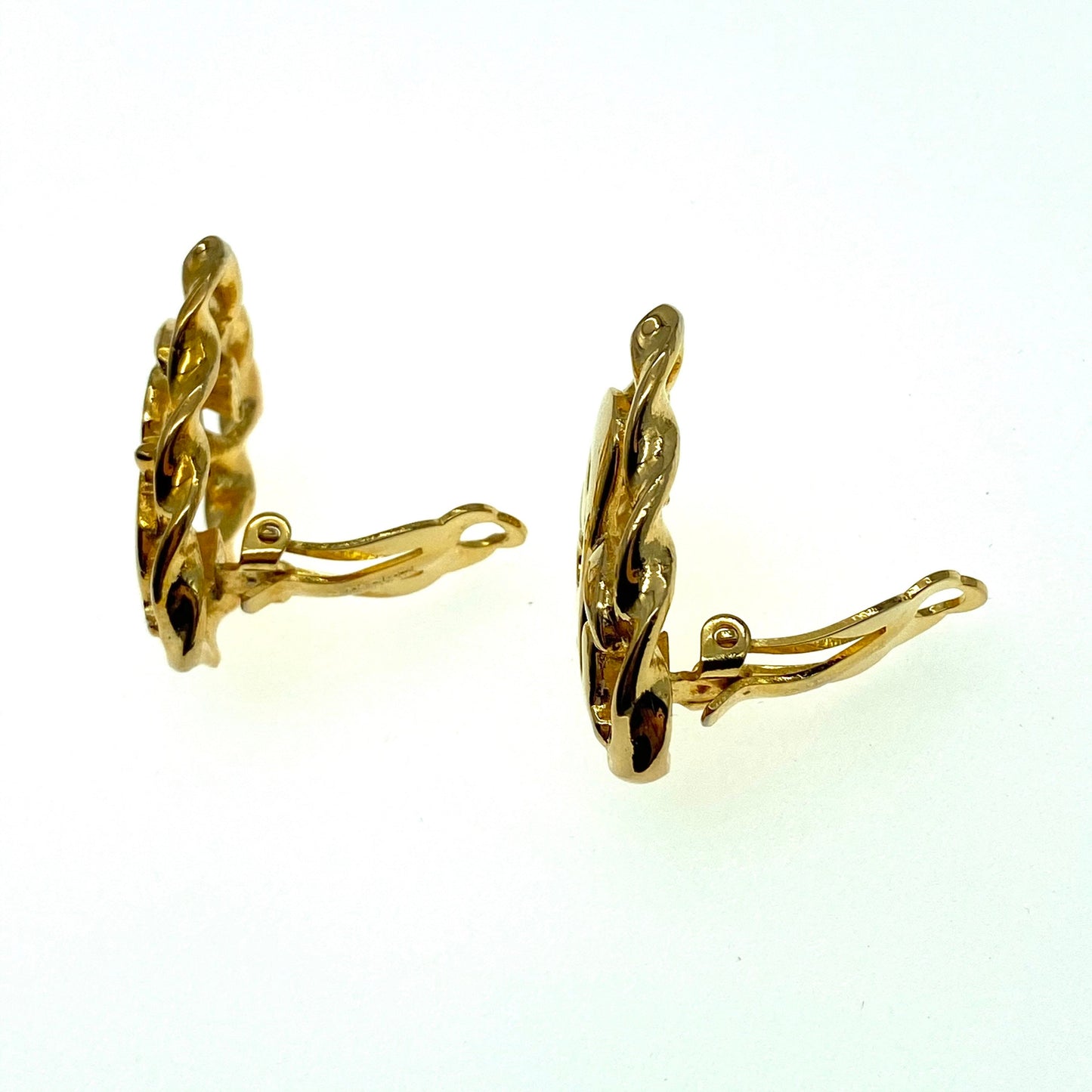 Givenchy Gold Plated Open Work Modernist Clip On Earrings