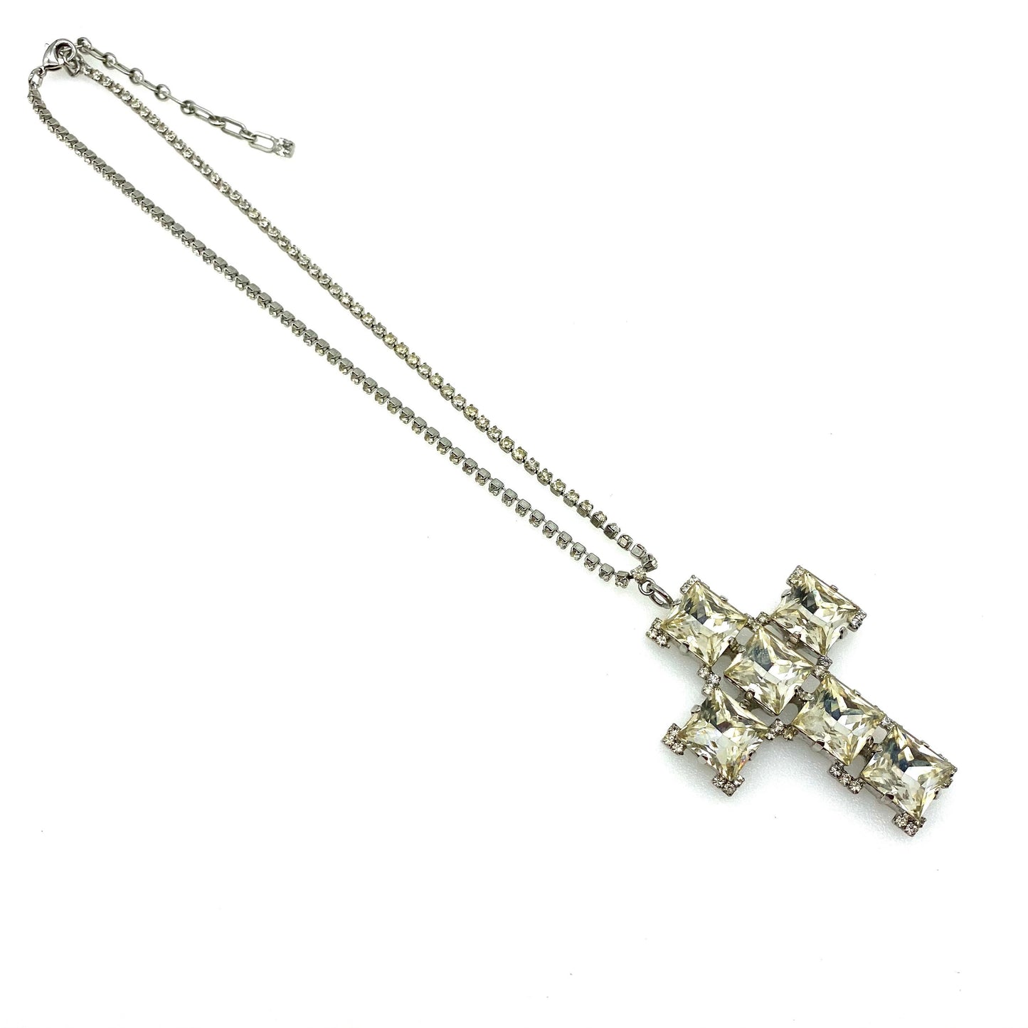 Butler and Wilson Signed Original 1980's Statement Crystal Cross Pendant & Crystal Necklace