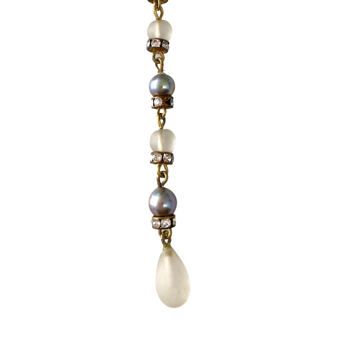Christian Dior Collier plastron à franges en verre givré et fausses perles