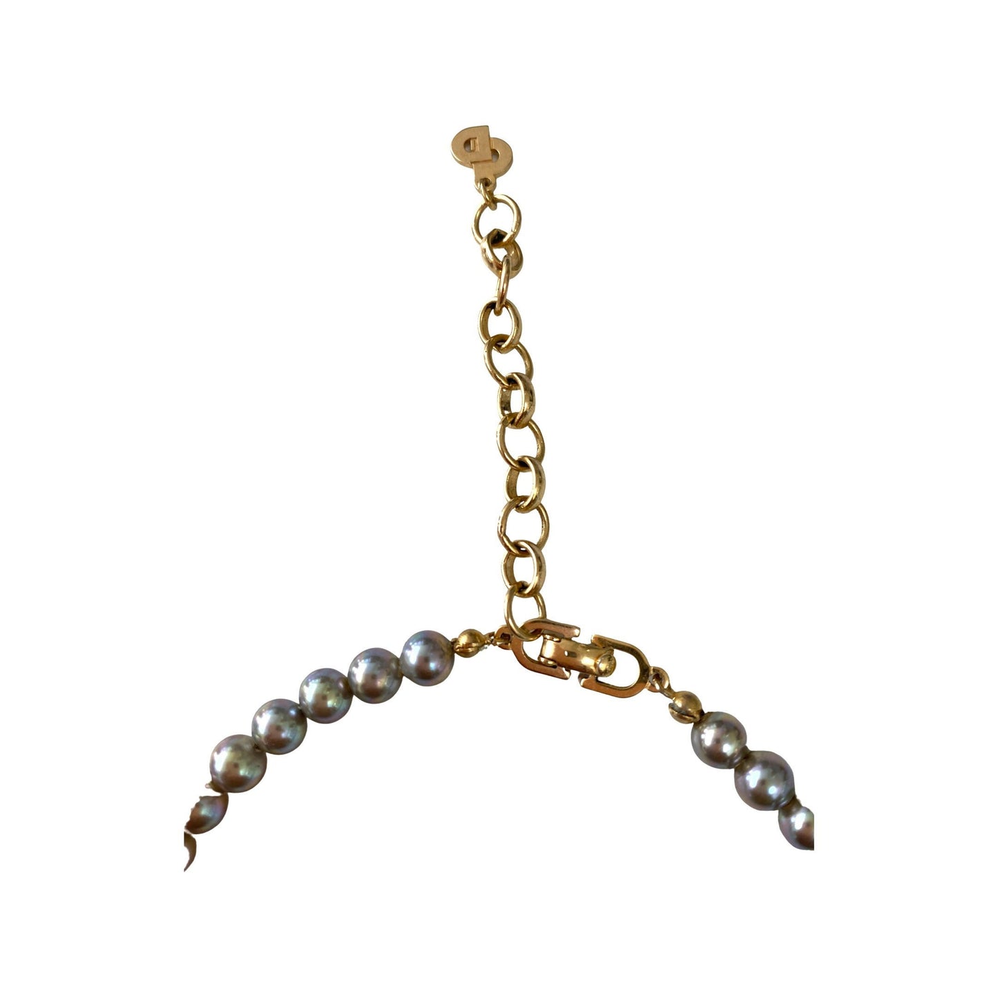 Christian Dior Collier plastron à franges en verre givré et fausses perles