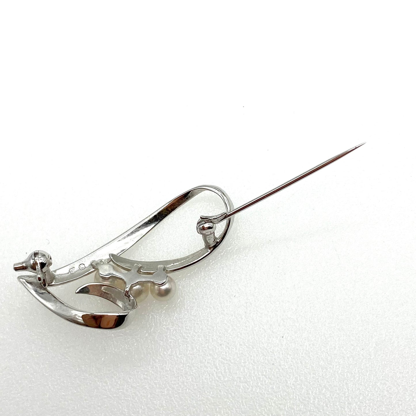 Mikimoto Silver and Pearl Brooch
