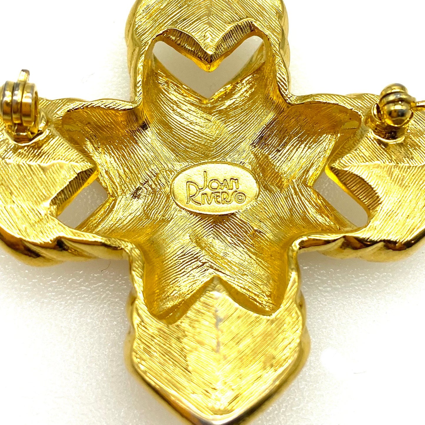 Joan Rivers Gold Plated Cross Brooch