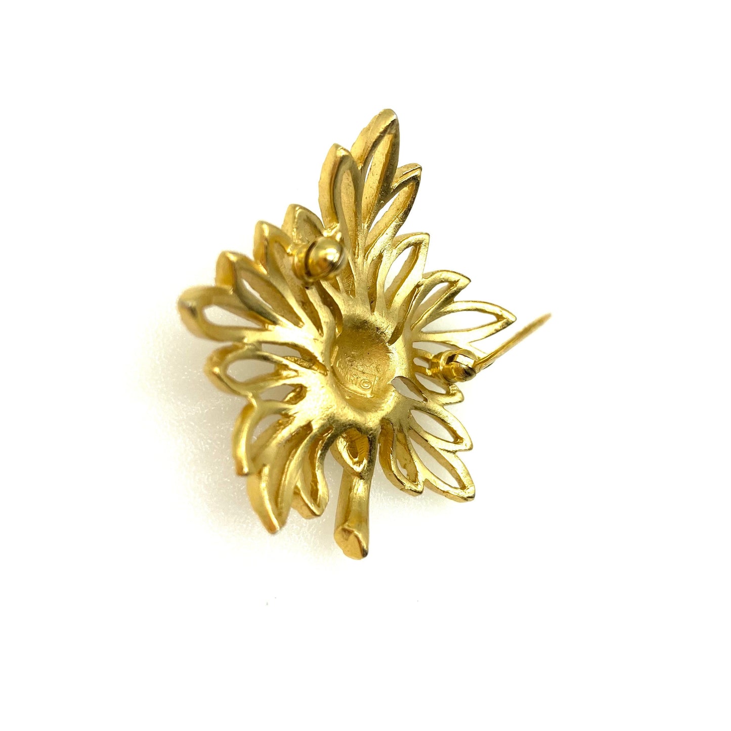 Crown Trifari Open Work Leaf Brooch