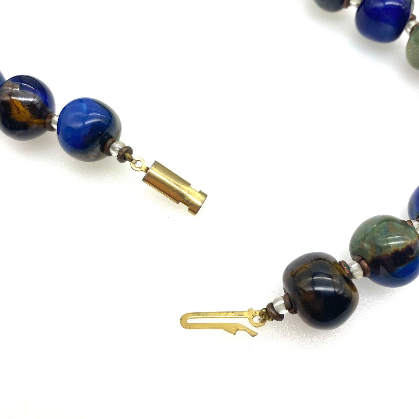 Vintage Blue Handmade Clay Bead Necklace