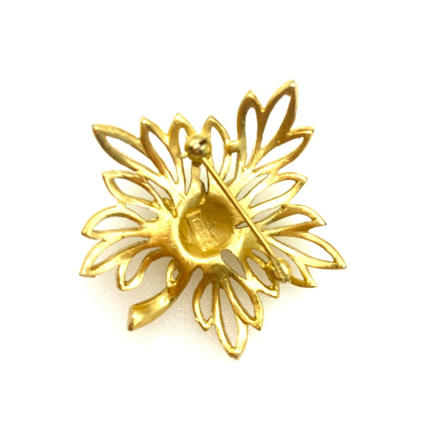 Crown Trifari Open Work Leaf Brooch