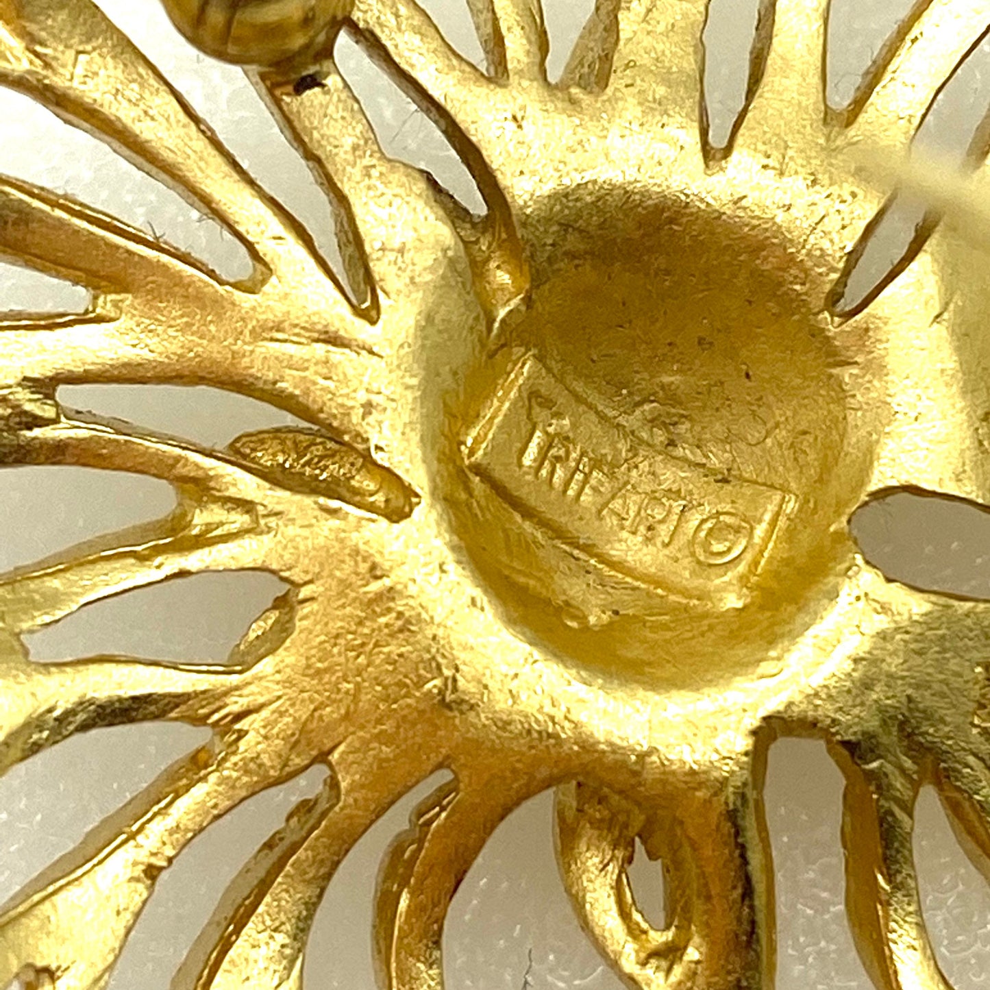 Crown Trifari Open Work Leaf Brooch