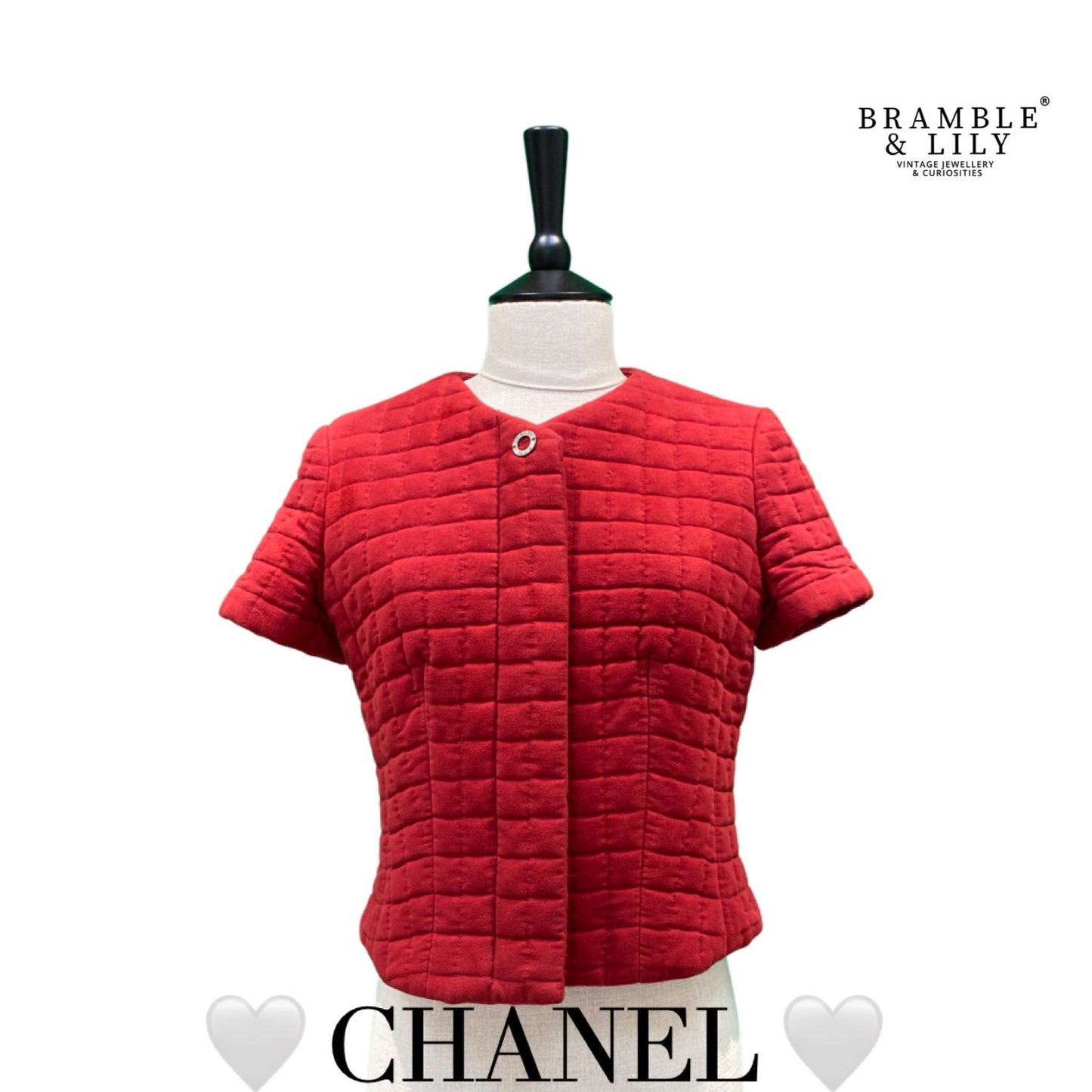 Chanel Identification 2000 Transition Collection Red Padded Short Sleeved Jacket (UK Size 8)