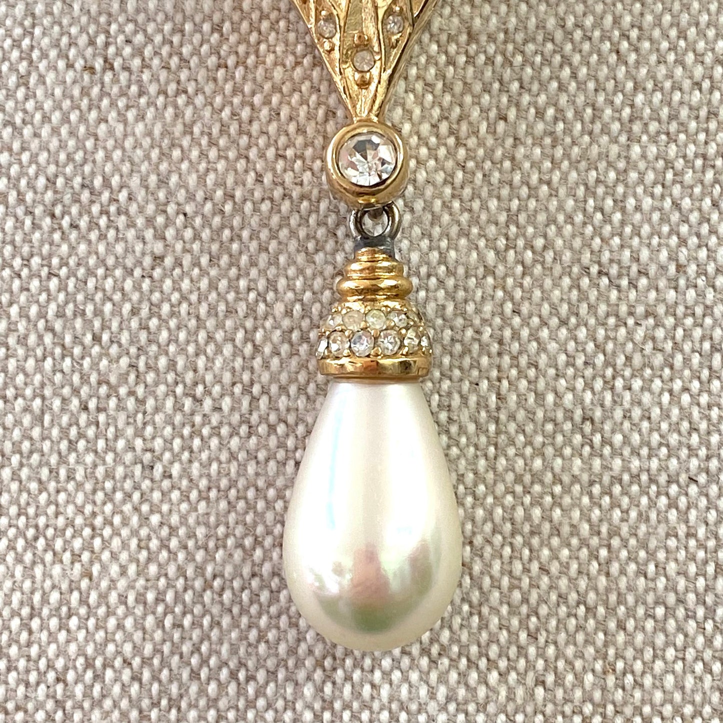 Christian Dior Flex Necklace with Swarovski Crystal Set Feature and Faux Teardrop Pearl