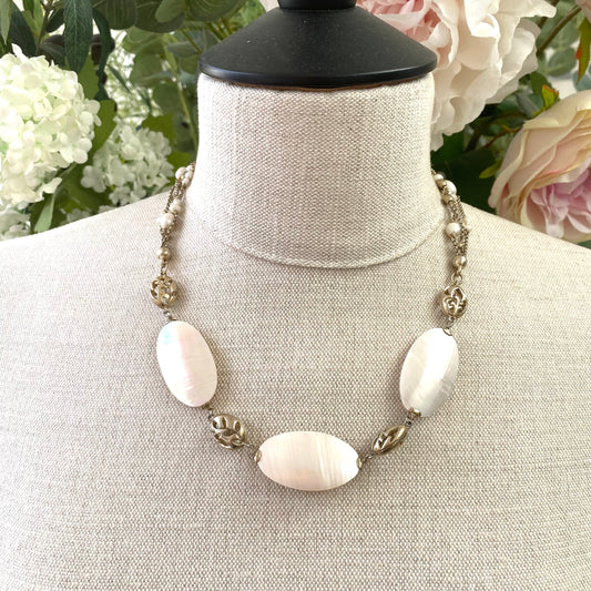Monet Mother of Pearl and River Pearl Necklace
