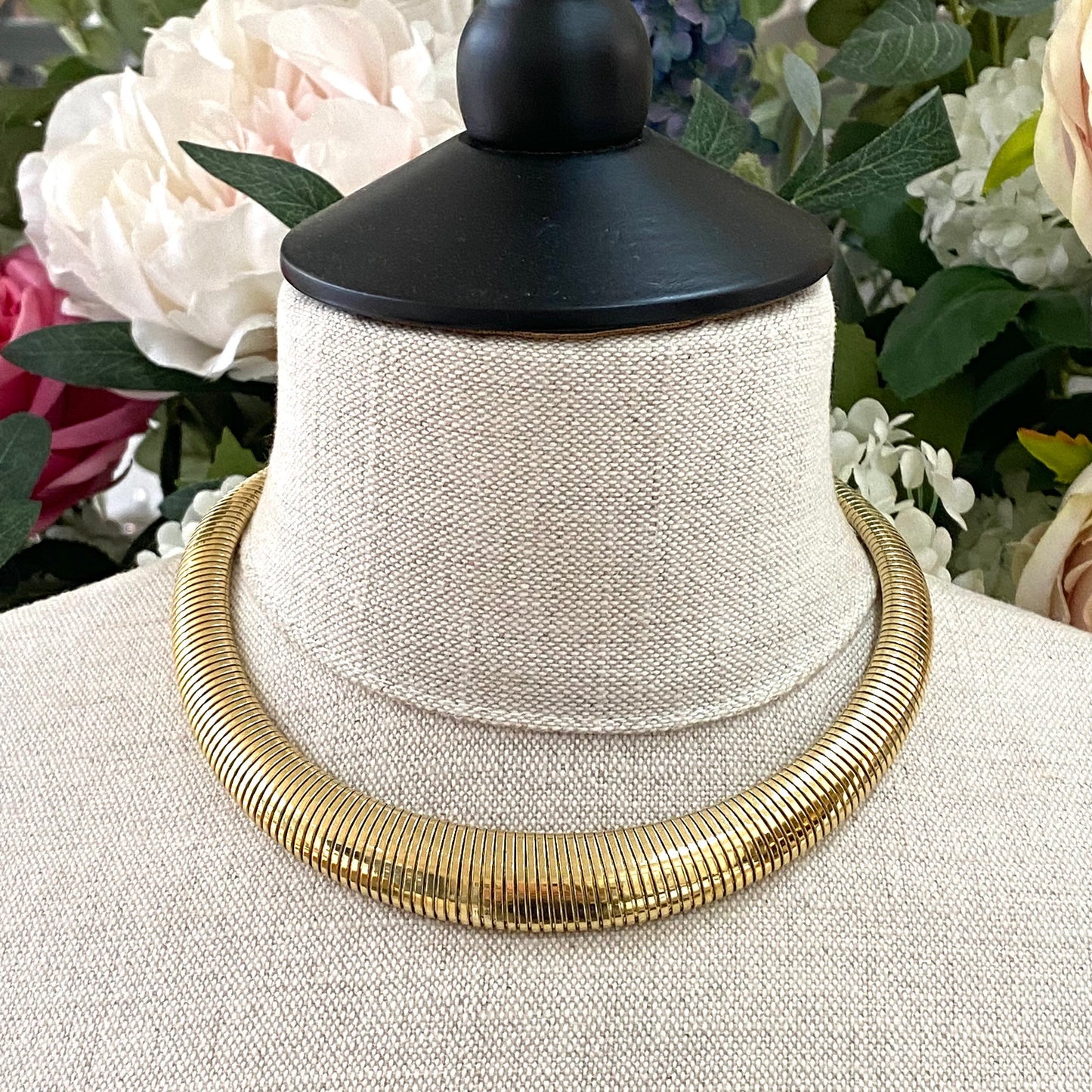 Christian Dior Gold Plated Slim/Small Omega Flexi Choker with Extender