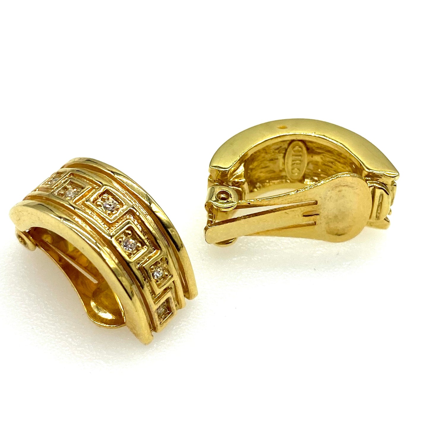 Ciro Crystal Half Hoop Clip On Gold Plated Earrings