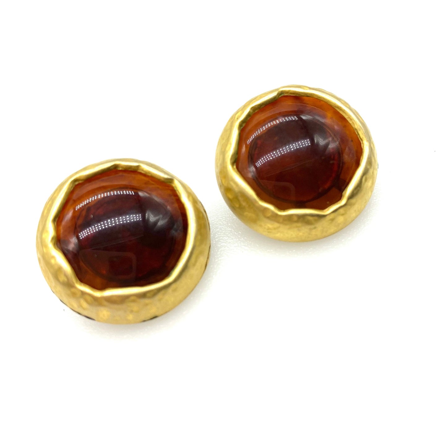Made In Italy Amber Glass Etruscan Clip On Earrings