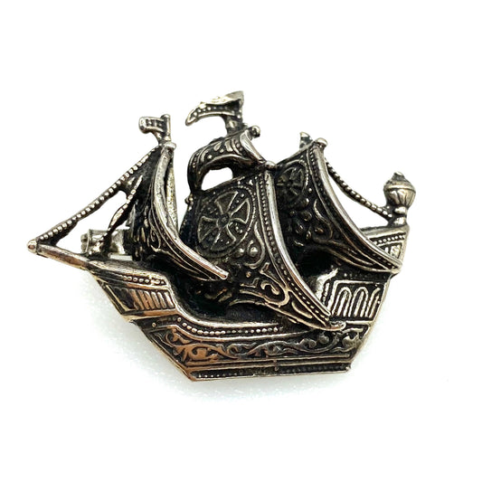 Silver 925 Galleon Sailing Ship Brooch